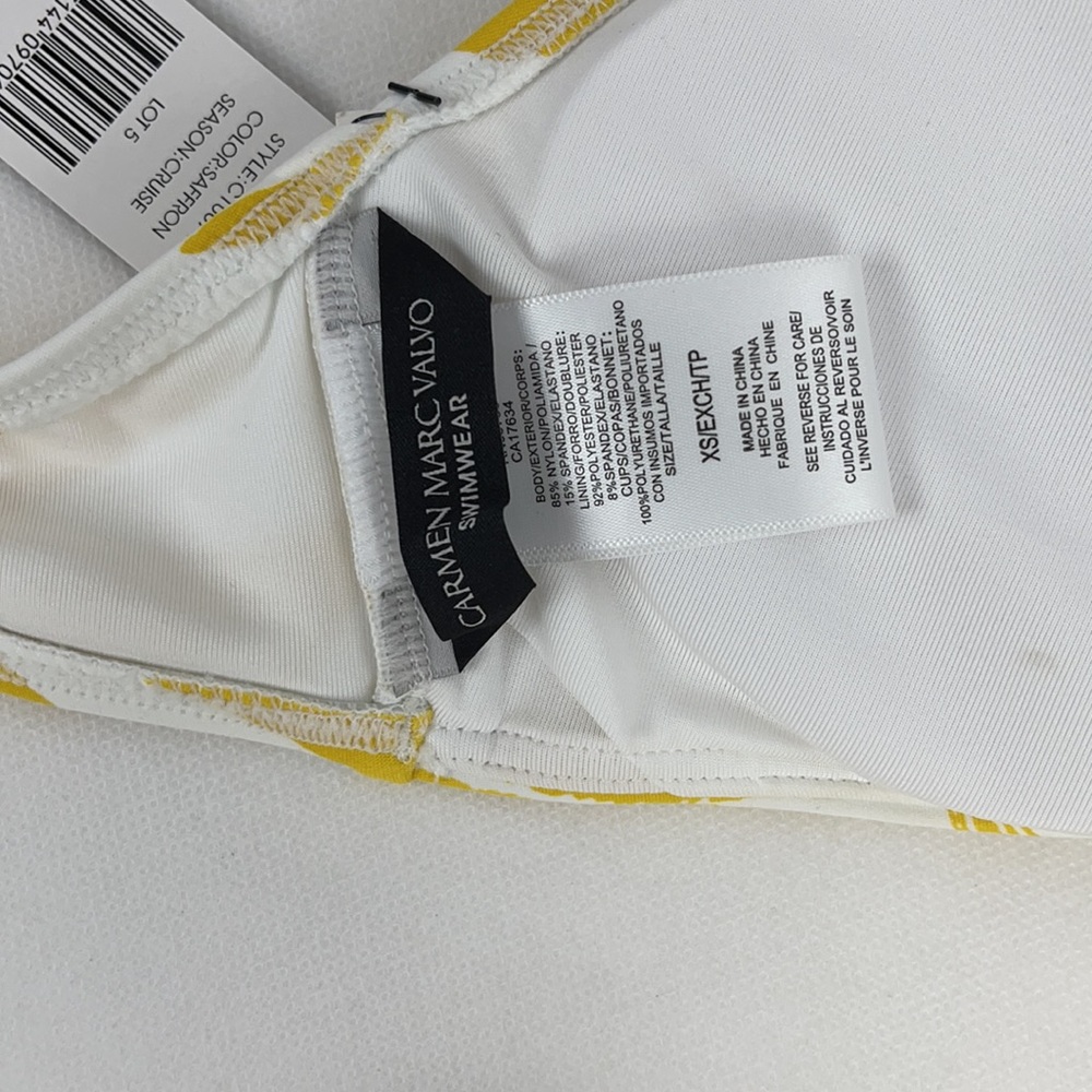 Carmen Marc Valvo Yellow Tropical Print Swimsuit - Picture 8 of 12